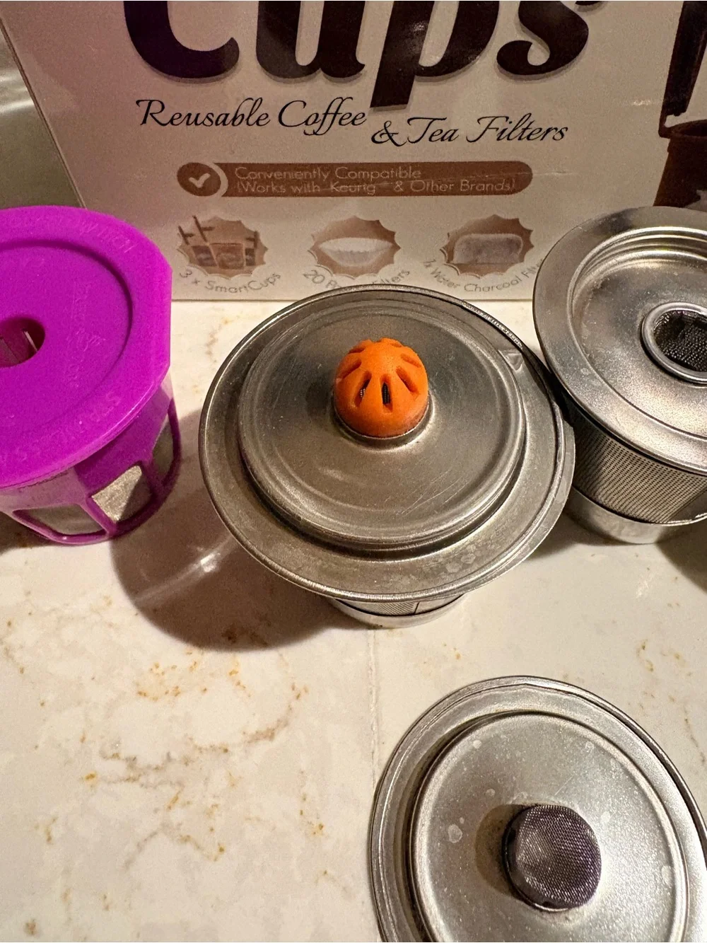 Reusable coffee and tea filters lot 4 total stainless steel and BPA free plastic